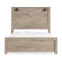 Signature Design by Ashley Senniberg Panel Bed with Sconce Lights in Light Brown