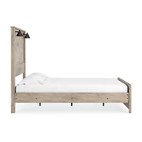 Signature Design by Ashley Senniberg Panel Bed with Sconce Lights in Light Brown