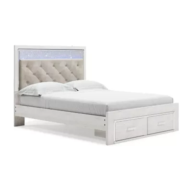 Signature Design by Ashley Altyra Upholstered Bed with 2 Storage Drawers White