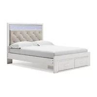 Signature Design by Ashley Altyra Upholstered Bed with 2 Storage Drawers White