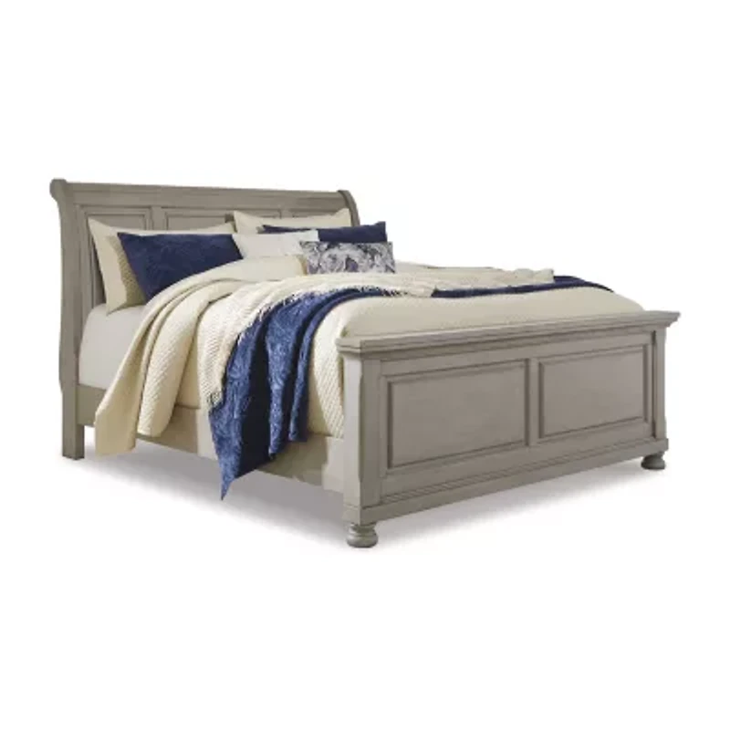 Signature Design by Ashley Lettner Sleigh Bed in Light Gray
