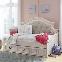 Signature Design by Ashley Realyn Twin Upholstered Daybed with 1 Large Storage Drawer in Chipped White