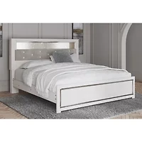 Signature Design by Ashley Altyra Panel Bed with Upholstered Bookcase Headboard in White
