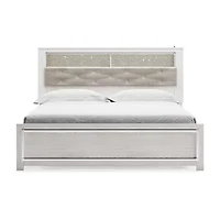 Signature Design by Ashley Altyra Panel Bed with Upholstered Bookcase Headboard in White