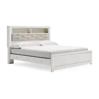 Signature Design by Ashley Altyra Panel Bed with Upholstered Bookcase Headboard in White
