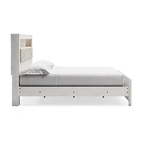 Signature Design by Ashley Altyra Panel Bed with Upholstered Bookcase Headboard in White
