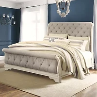 Signature Design by Ashley Realyn Upholstered Sleigh Bed Chipped White