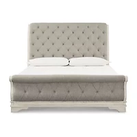 Signature Design by Ashley Realyn Upholstered Sleigh Bed Chipped White