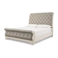 Signature Design by Ashley Realyn Upholstered Sleigh Bed Chipped White