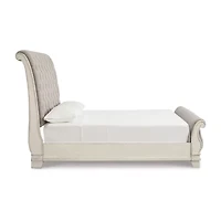 Signature Design by Ashley Realyn Upholstered Sleigh Bed Chipped White