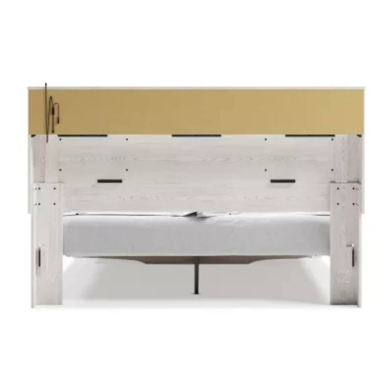 Signature Design by Ashley Altyra Upholstered Bookcase Bed with 2 Storage Drawers in White