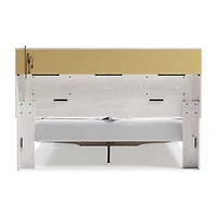 Signature Design by Ashley Altyra Upholstered Bookcase Bed with 2 Storage Drawers in White