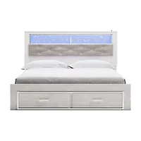 Signature Design by Ashley Altyra Upholstered Bookcase Bed with 2 Storage Drawers in White