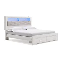 Signature Design by Ashley Altyra Upholstered Bookcase Bed with 2 Storage Drawers in White