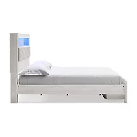 Signature Design by Ashley Altyra Upholstered Bookcase Bed with 2 Storage Drawers in White