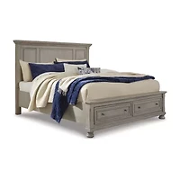 Signature Design by Ashley Lettner Panel Bed with 2 Storage Drawers Light Gray