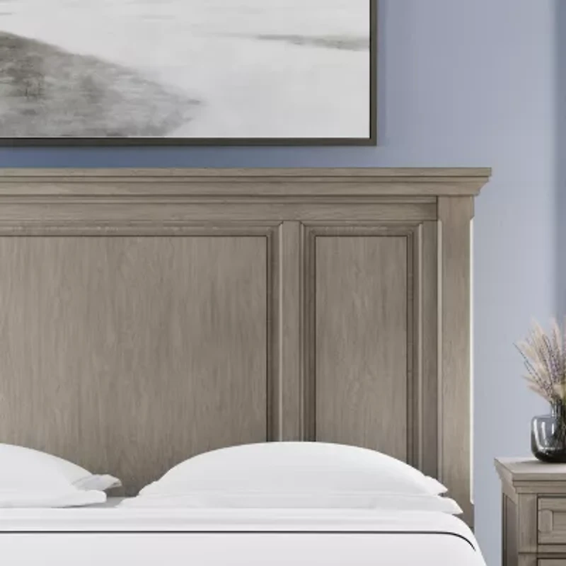 Signature Design by Ashley Lettner Panel Bed with 2 Storage Drawers Light Gray