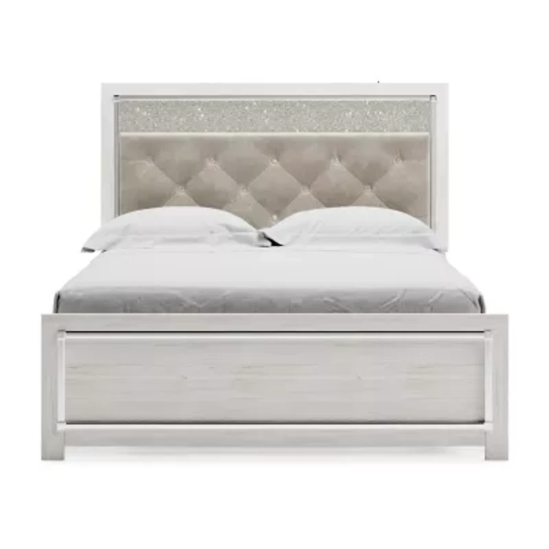 Signature Design by Ashley Altyra Panel Bed with Upholstered Headboard White