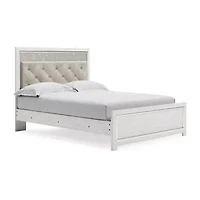 Signature Design by Ashley Altyra Panel Bed with Upholstered Headboard White