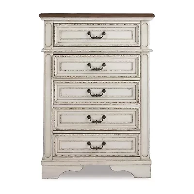 Signature Design by Ashley Realyn Youth 48" 5-Drawer Chest of Drawers in Chipped White