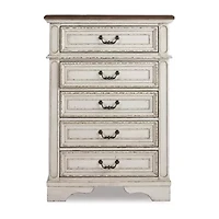 Signature Design by Ashley Realyn Youth 48" 5-Drawer Chest of Drawers in Chipped White