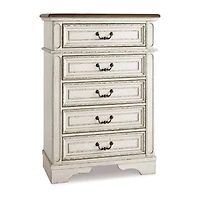Signature Design by Ashley Realyn Youth 48" 5-Drawer Chest of Drawers in Chipped White