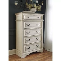 Signature Design by Ashley Realyn 5-Drawer Chest of Drawers in Chipped White