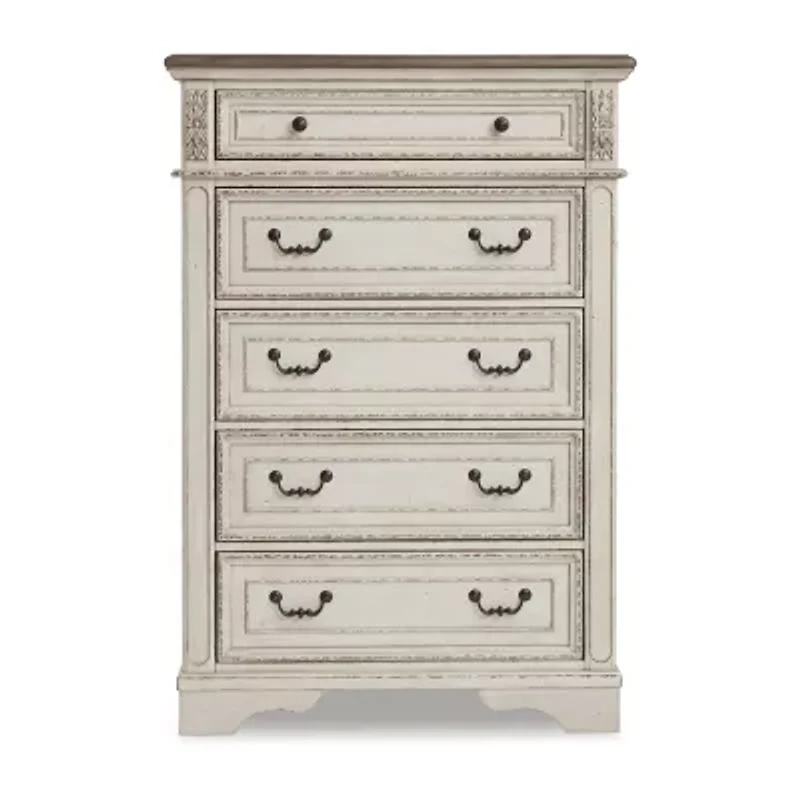 Signature Design by Ashley Realyn 5-Drawer Chest of Drawers in Chipped White
