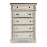 Signature Design by Ashley Realyn 5-Drawer Chest of Drawers in Chipped White