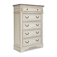 Signature Design by Ashley Realyn 5-Drawer Chest of Drawers in Chipped White