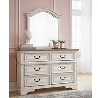 Signature Design by Ashley Realyn Youth 35" Bedroom Dresser Mirror in Chipped White