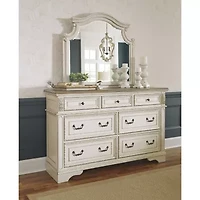 Signature Design by Ashley Realyn 44" Bedroom Dresser Mirror in Chipped White