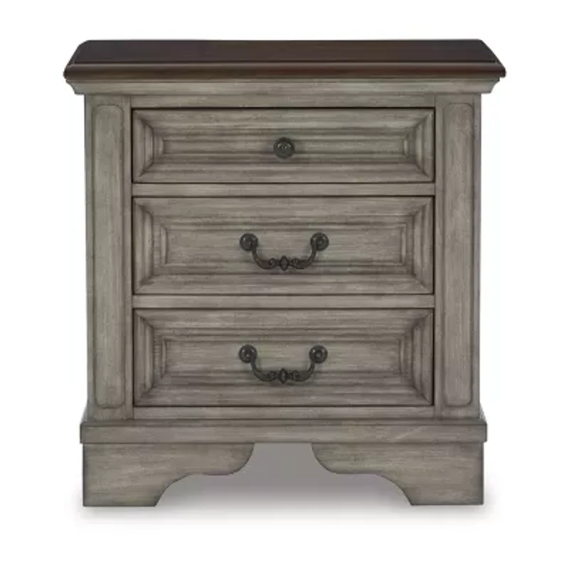 Signature Design by Ashley Lodenbay 27" 3-Drawer Charging Nightstand in Antique Gray