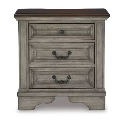 Signature Design by Ashley Lodenbay 27" 3-Drawer Charging Nightstand in Antique Gray