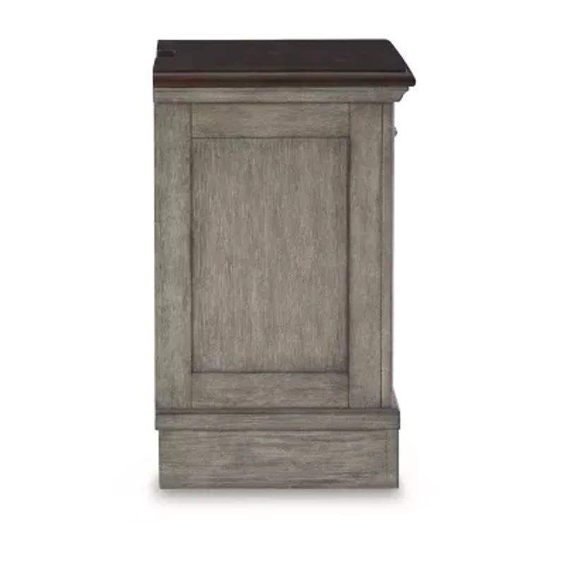 Signature Design by Ashley Lodenbay 27" 3-Drawer Charging Nightstand in Antique Gray