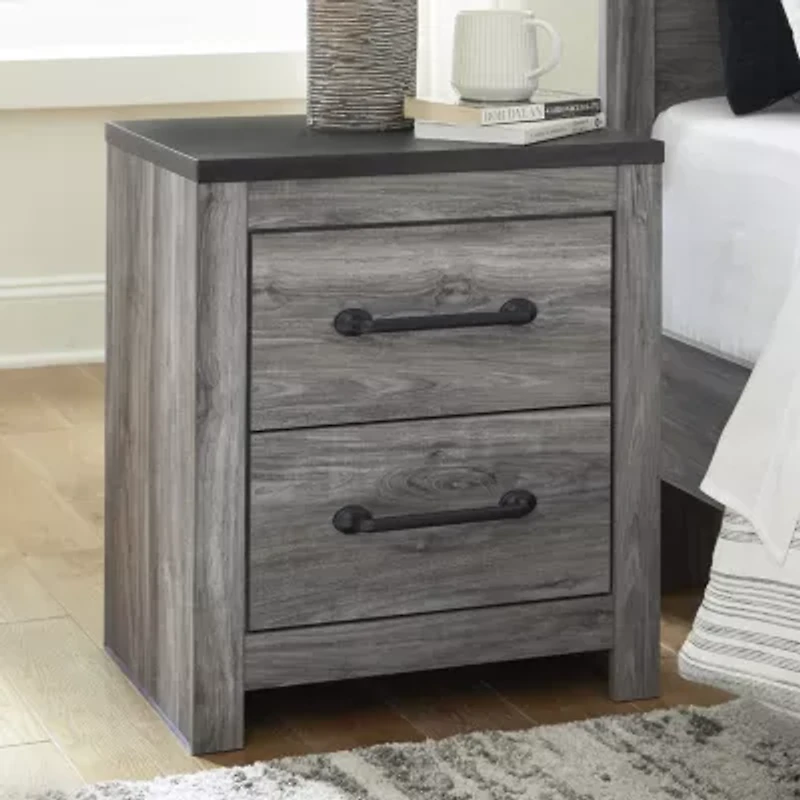 Signature Design by Ashley Bronyan 2-Drawer Nightstand in Dark Gray