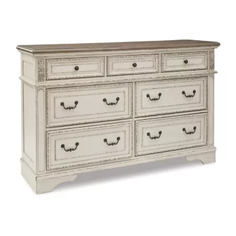 Signature Design by Ashley Realyn 7-Drawer Dresser in Chipped White