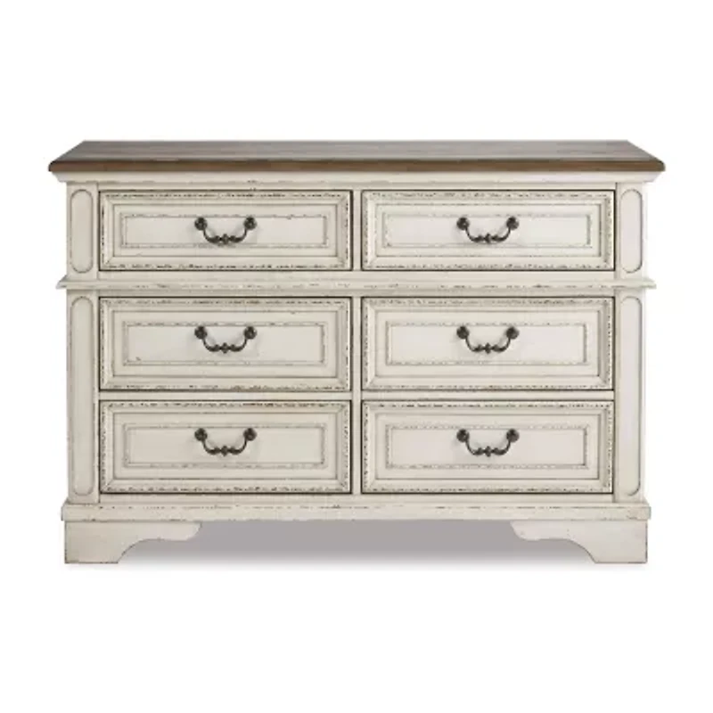 Signature Design by Ashley Realyn Youth 36" 6-Drawer Dresser in Chipped White