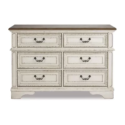 Signature Design by Ashley Realyn Youth 36" 6-Drawer Dresser in Chipped White