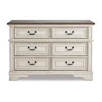 Signature Design by Ashley Realyn Youth 36" 6-Drawer Dresser in Chipped White