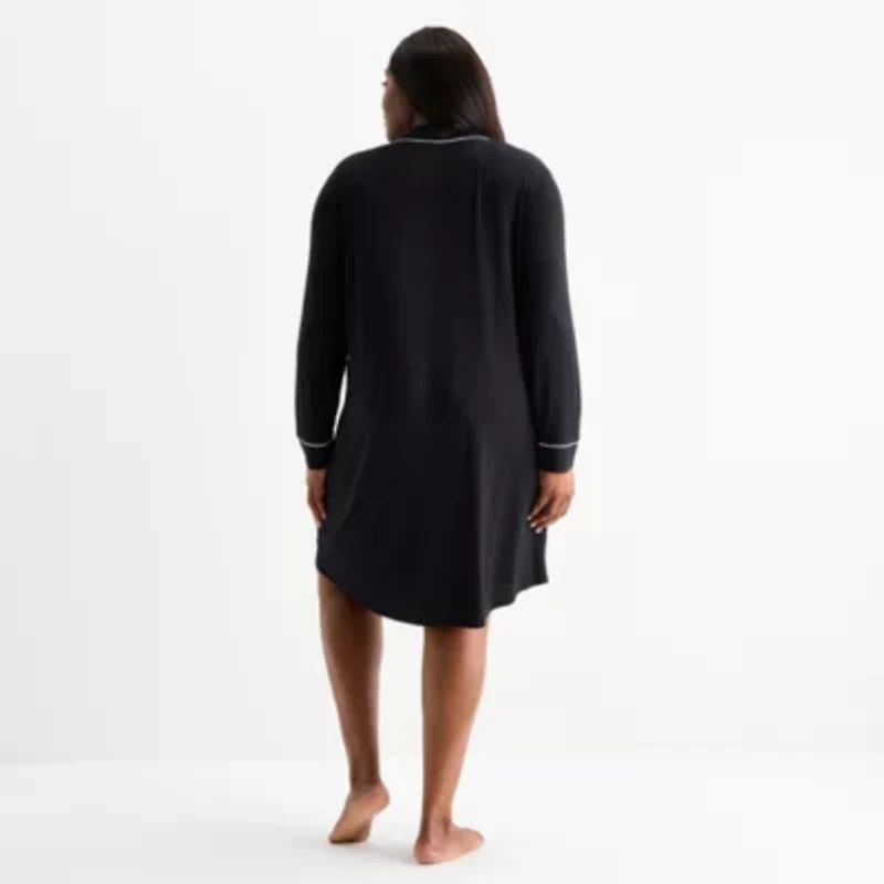 Liz Claiborne Womens Long Sleeve Plus Nightshirt