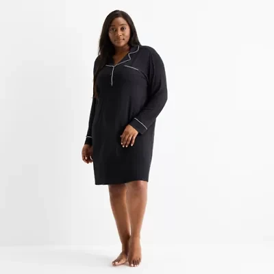 Liz Claiborne Womens Long Sleeve Plus Nightshirt