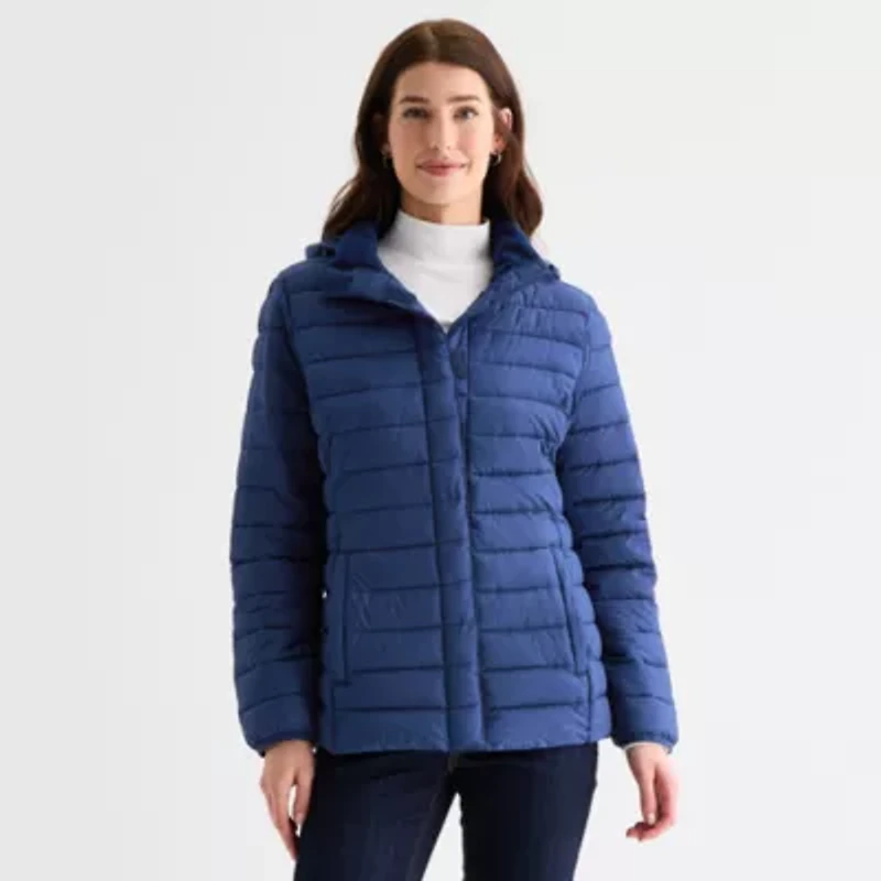 St. John's Bay Womens Easy-on + Easy-off Heavyweight Puffer Jacket