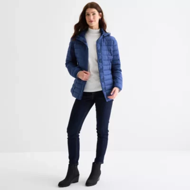 St. John's Bay Womens Easy-on + Easy-off Heavyweight Puffer Jacket