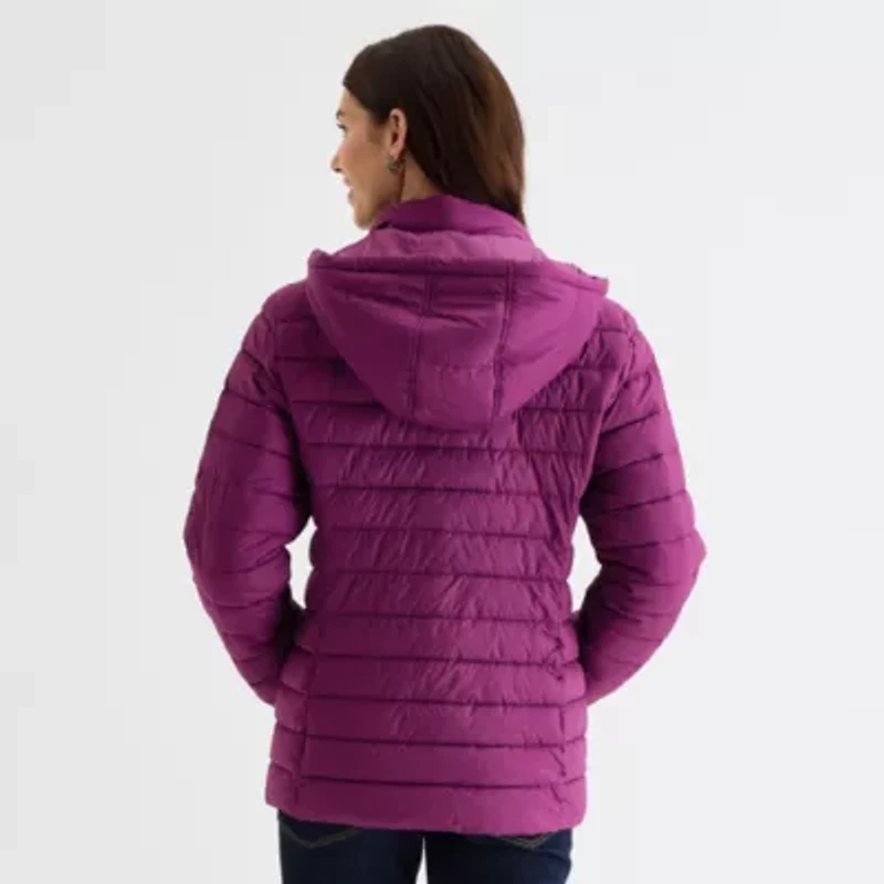 St. John's Bay Womens Adaptive Hooded Easy-on + Easy-off Midweight Puffer Jacket