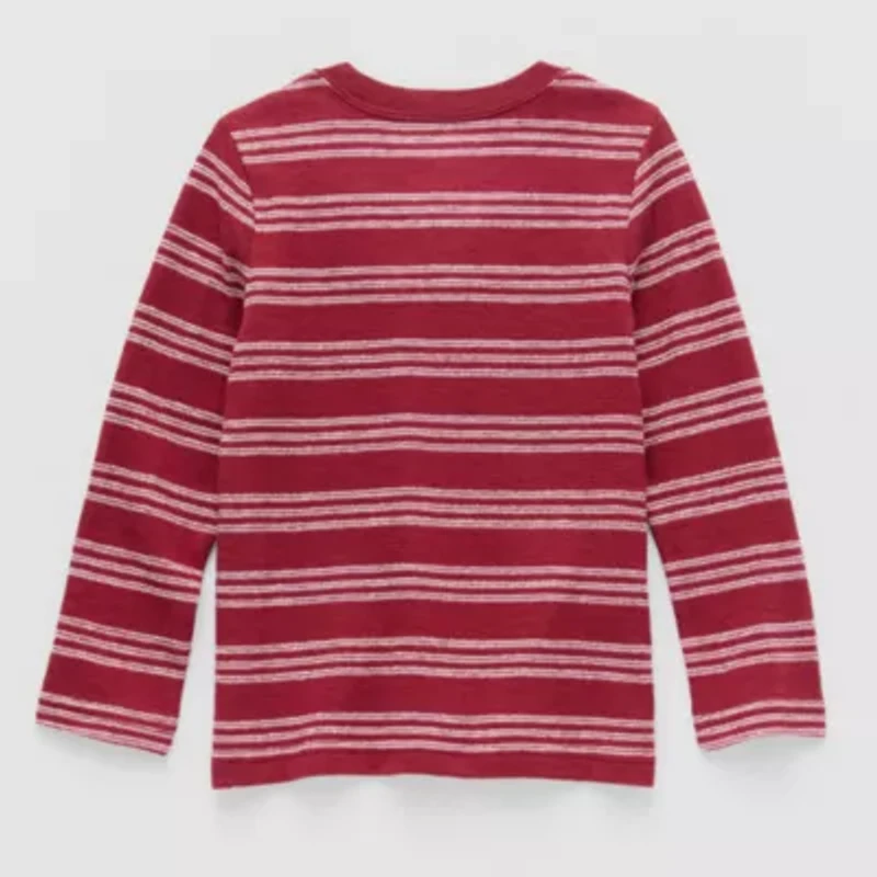 Okie Dokie Textured Knit Toddler & Little Boys Crew Neck Long Sleeve T-Shirt