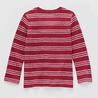 Okie Dokie Textured Knit Toddler & Little Boys Crew Neck Long Sleeve T-Shirt