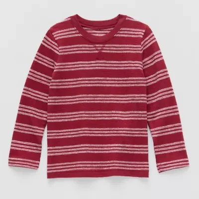Okie Dokie Textured Knit Toddler & Little Boys Crew Neck Long Sleeve T-Shirt