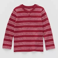 Okie Dokie Textured Knit Toddler & Little Boys Crew Neck Long Sleeve T-Shirt