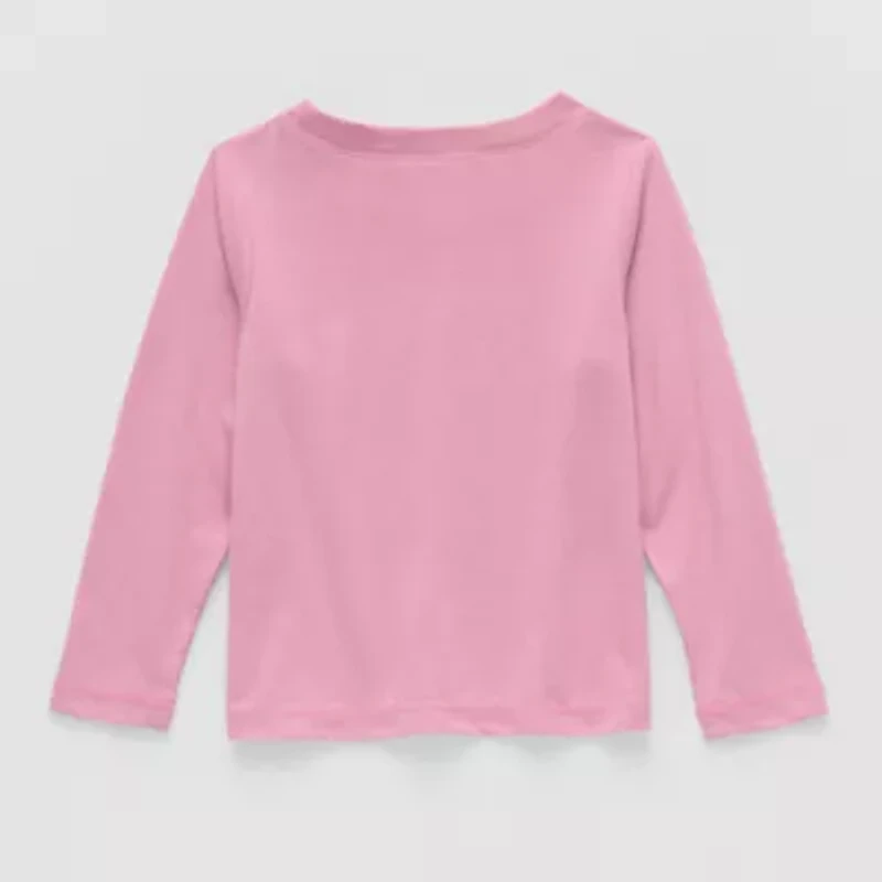 Okie Dokie Toddler Girls Round Neck Long Sleeve Adaptive Regular Fit Graphic T-Shirt